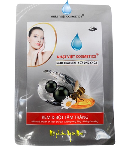 Kem và Bột tắm trắng dưỡng chất Ngọc Trai Đen - Sữa Ong Chúa NHẬT VIỆT COSMETICS 100g