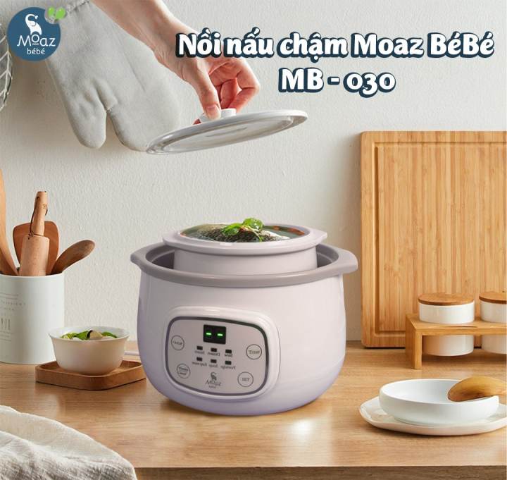 Chính hãng 100% nồi tiềm, nồi nấu chậm giá rẻ, nồi nấu cháo chậm đa năng moaz bébé 1.5l - ninh, hầm giúp cháo ngon, mịn sánh nhuyễn chính hãng bảo hành 1 năm