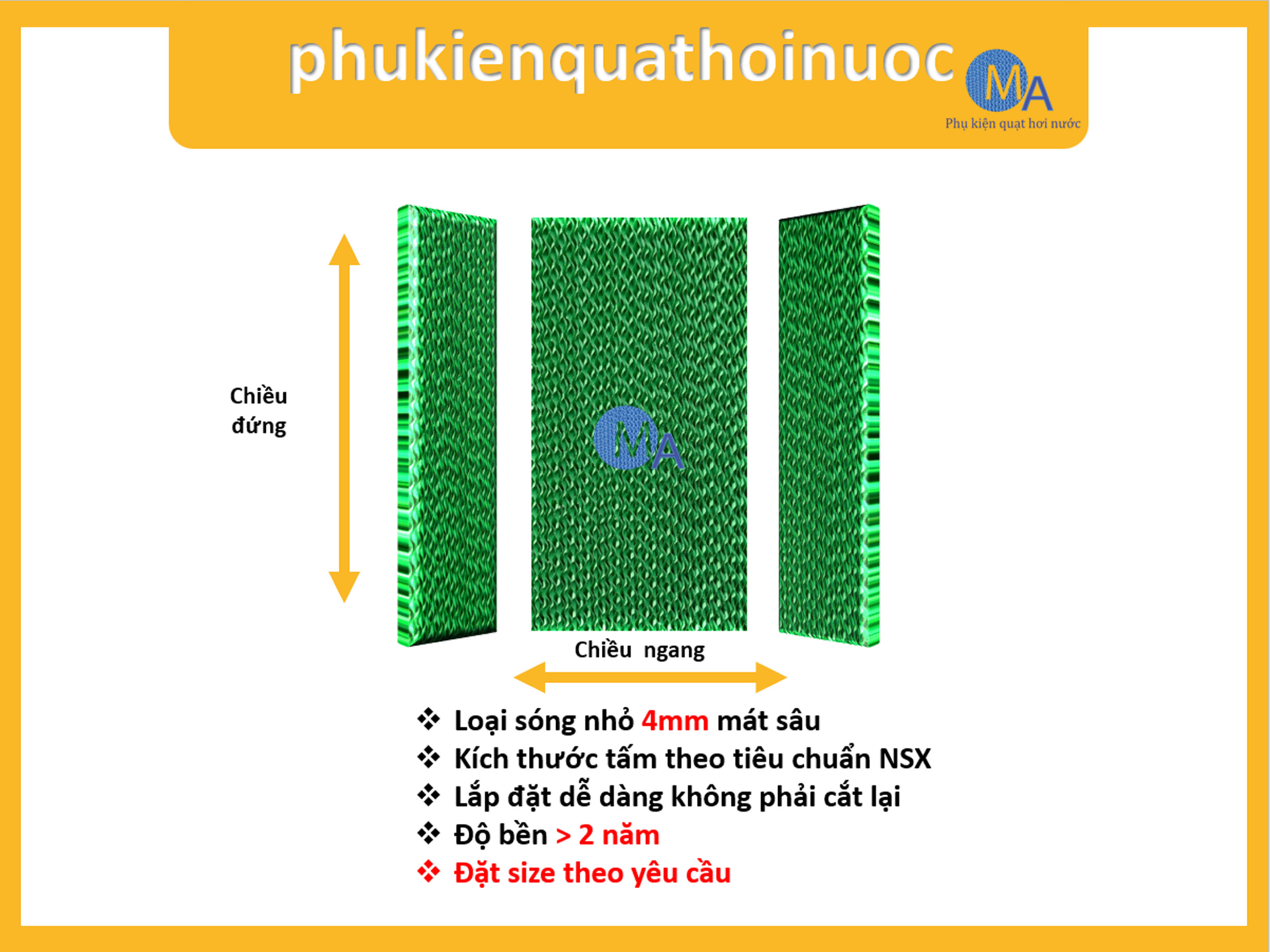 Tấm làm mát quạt hơi nước iruka i99 (Bộ 3 tấm loại tấm sóng nhỏ 4mm)