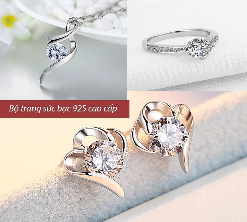 Bộ Trang Sức Nữ Bạc Ý 925 Siêu Sang Chảnh