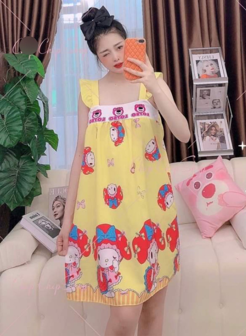 Đầm ngủ cánh tiên chân bông đáng yêu chất vải phi lụa freesize dưới 57kg