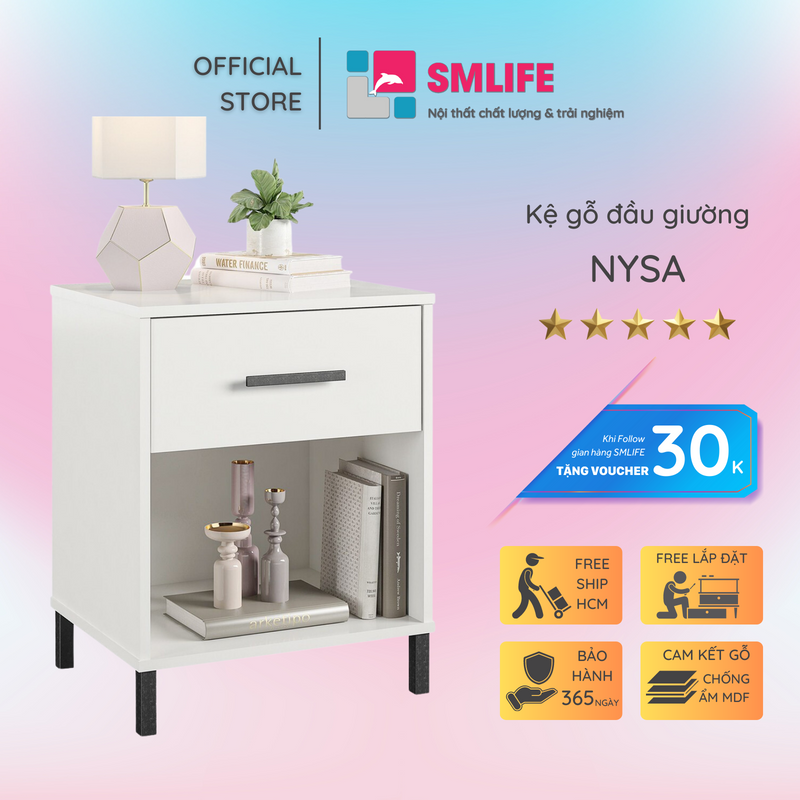 Kệ để đầu giường kiểu dáng nhỏ gọn SMLIFE Nysa