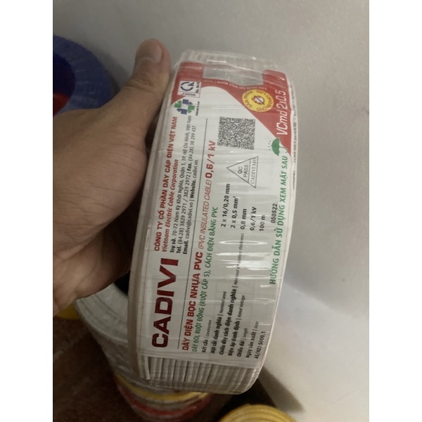 Dây điện Cadivi đôi mềm 2x0.5 (vcmd2x16) Cuộn 100m