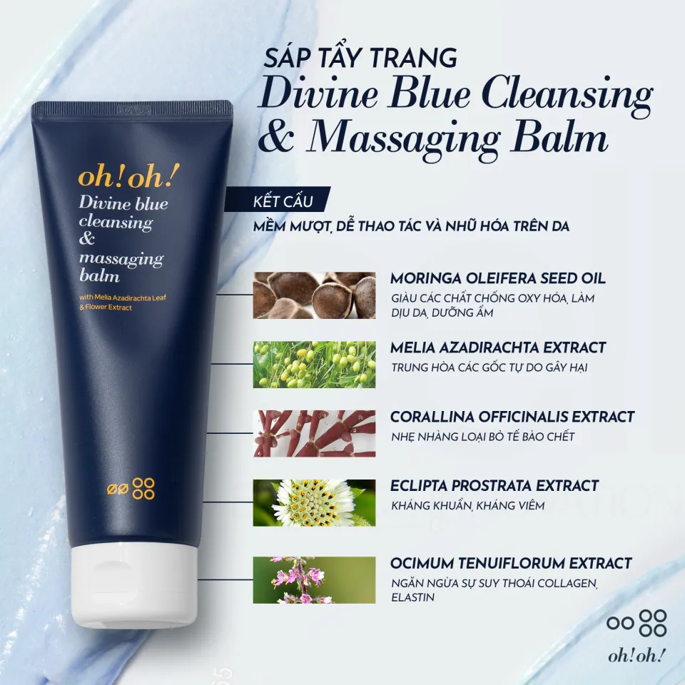 Bộ đôi Sáp Tẩy Trang oh!oh! Divine Blue Cleansing & Massaging Balm (2x150ml)