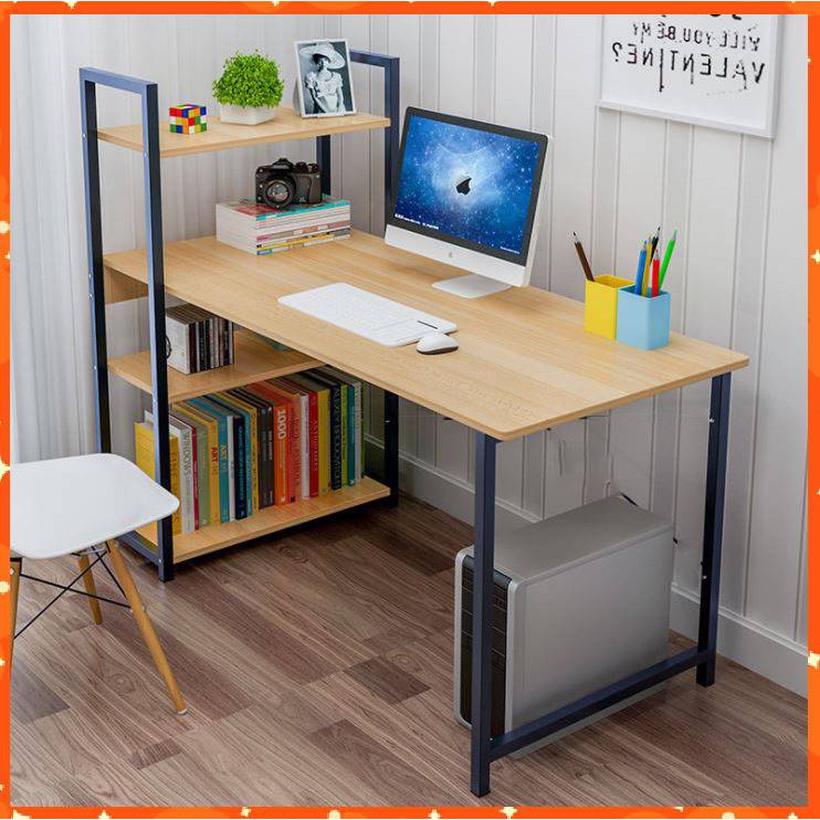 Bàn Làm Việc 1m2x60x75 Kết Hợp Kệ Sách Đa Năng, Khung Sắt Sơn Tĩnh Điện Phù Hợp Mọi Không Gian Làm Việc