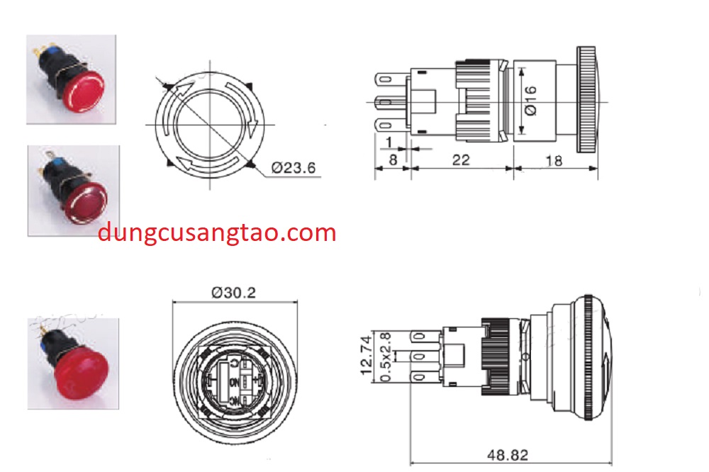 Nút nhấn khẩn cấp (emergency stop button), công tắc ngưng khẩn cấp