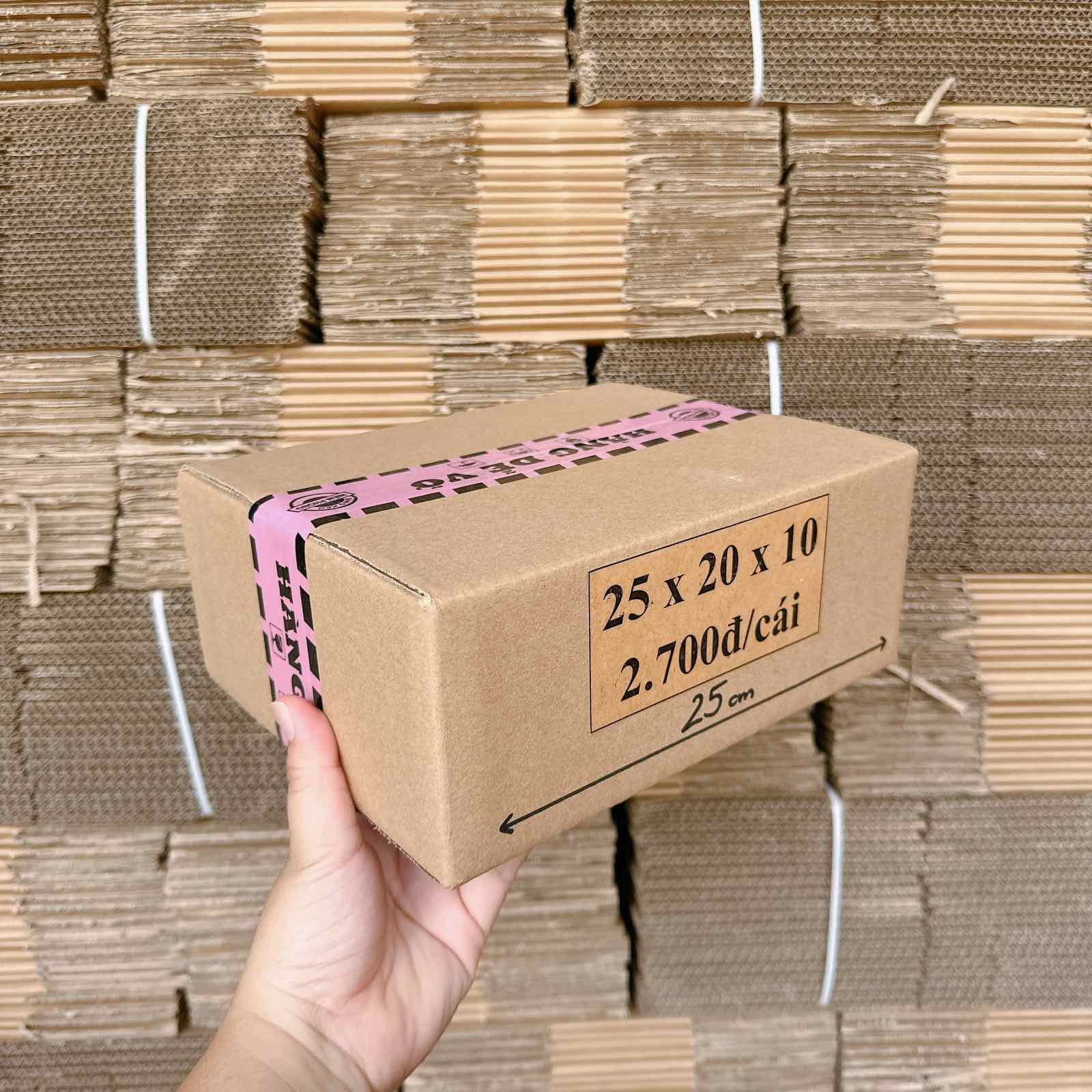 Kích thước 25x20x10 cm Combo 50 hộp carton đóng gói hàng hóa