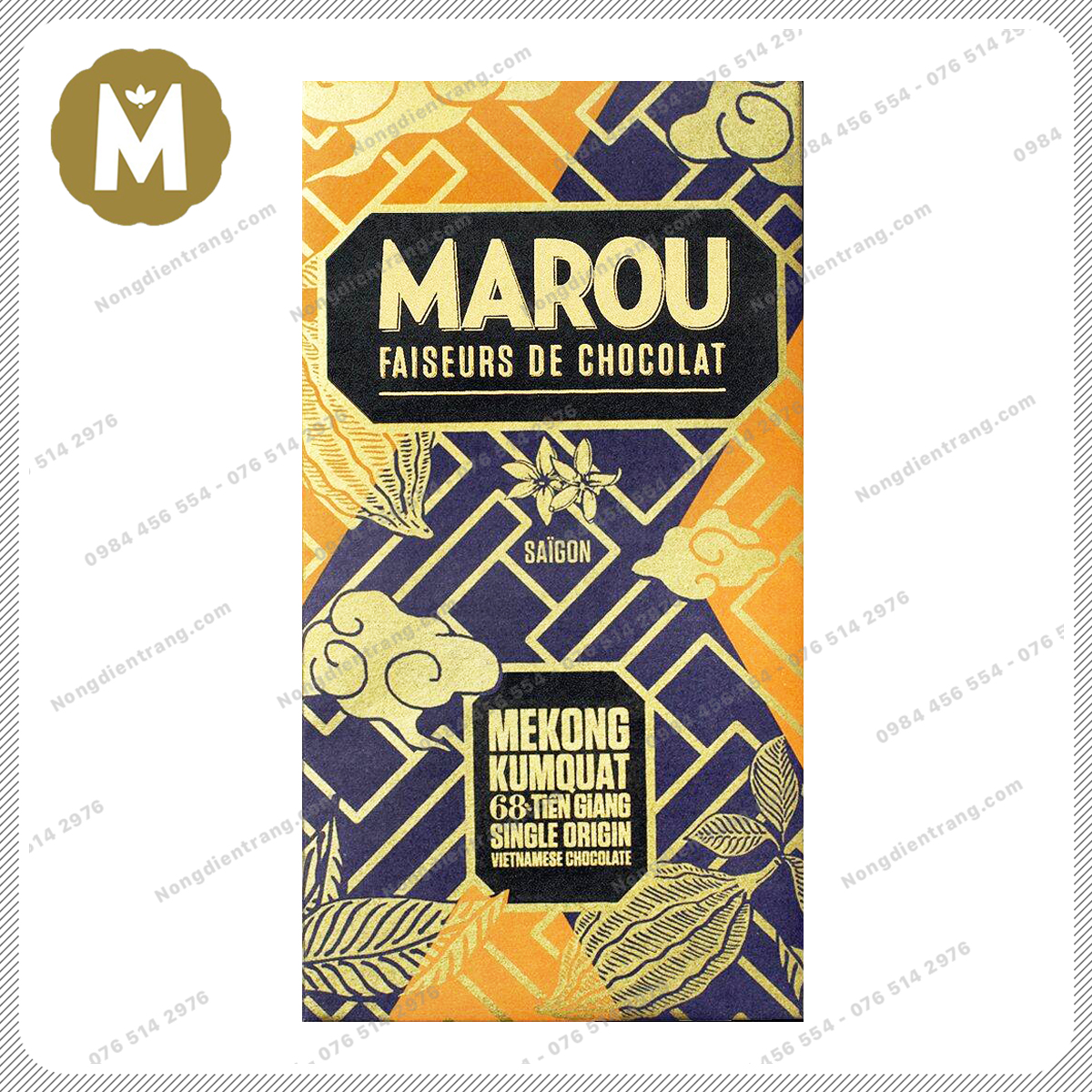 Marou Chocolate MeKong Kumquat Tien Giang 68% Socola Đen - Thanh 80g