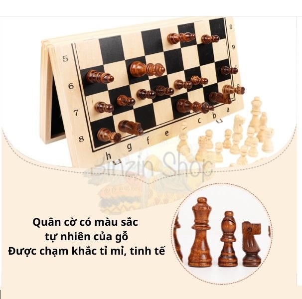 Cờ vua gỗ nam châm cao cấp 34cm (tặng kèm 2 hậu)