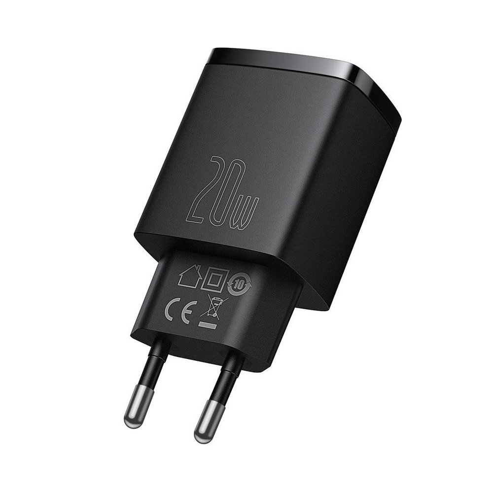 Cục sạc Baseus Compact Quick 20W 1x USB-A/ 1x Type-C (Đen) - Bảo hành 12 tháng