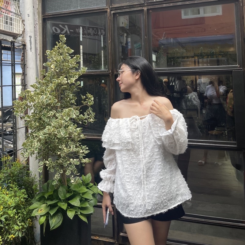 Jun Top áo trễ vai
