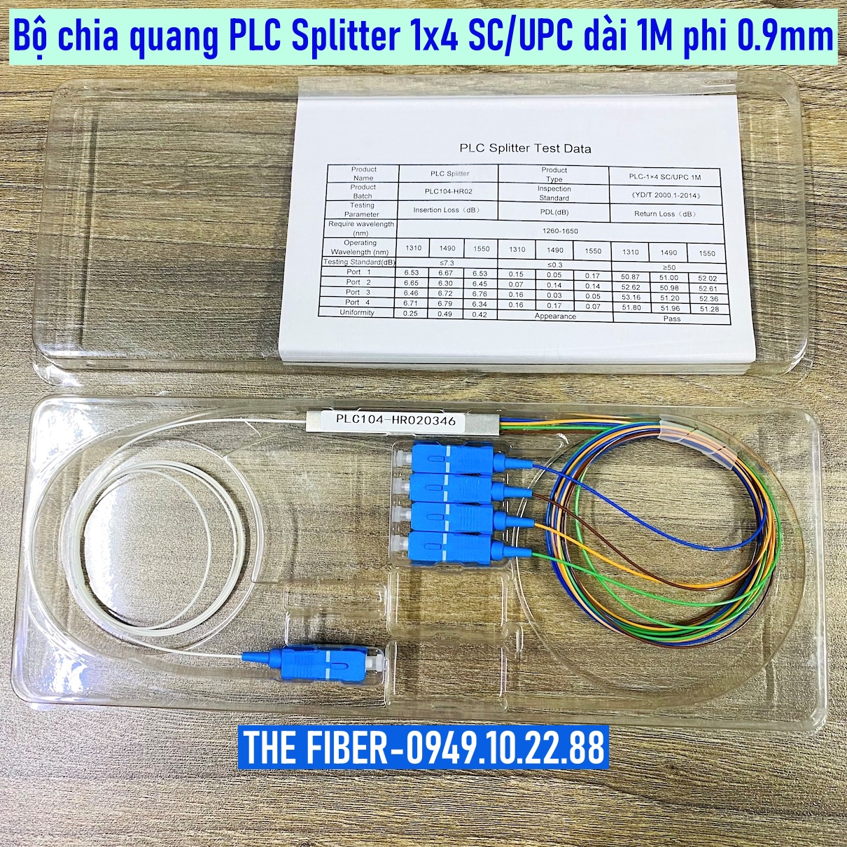 [HCM]Bộ chia quang PLC 1x4 SC-UPC phi 0.9mm dài 1M