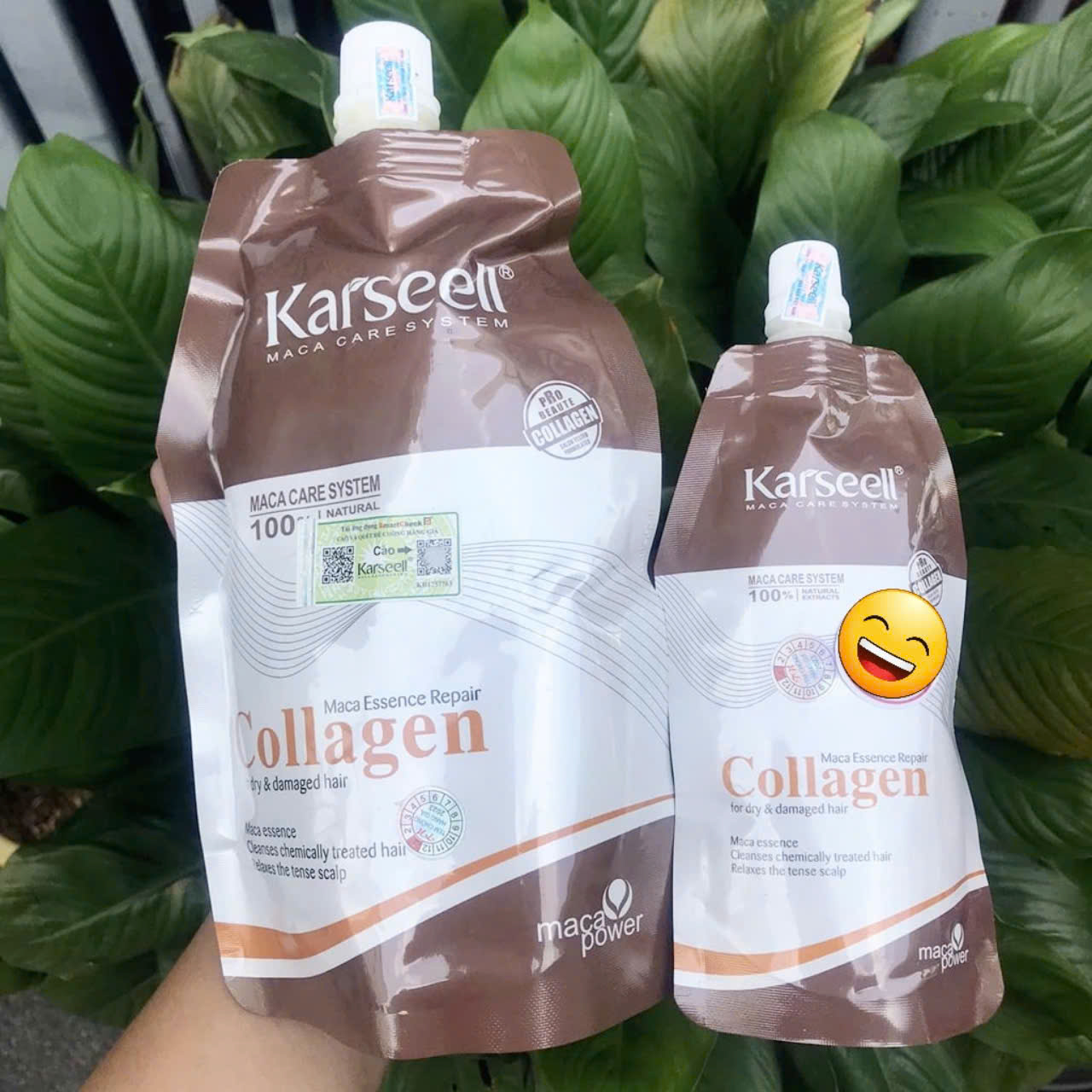 Túi nhỏ 500ml Kem hấp ủ Tóc Karseell Maca Power Collagen 500Ml Phục Hồi Hư Tổn 500ML
