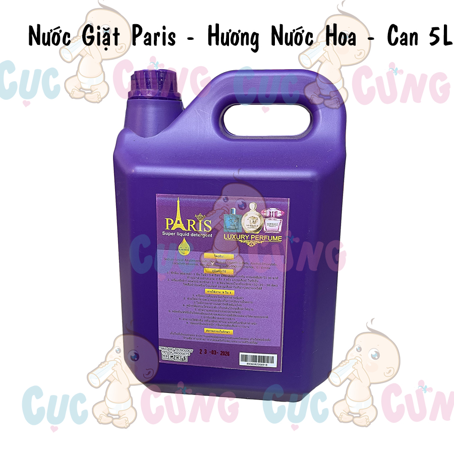 Combo 2 chai nước giặt quần áo Thái Lan Paris 5 lít (Tím + Đen)