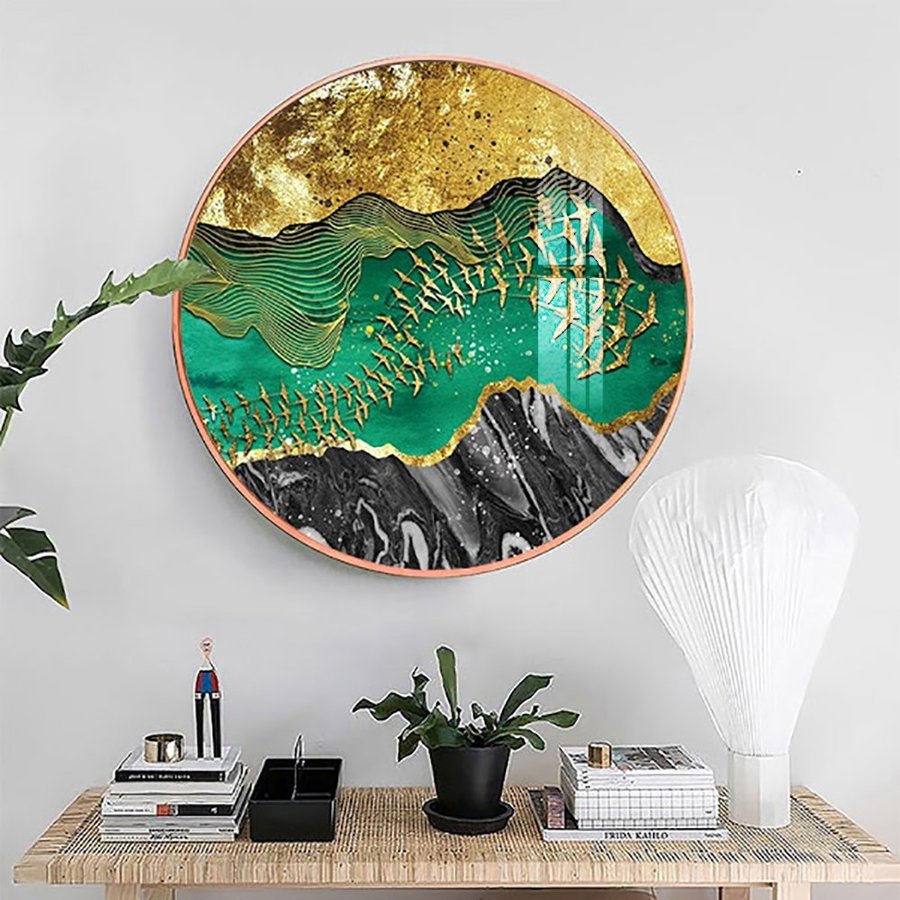 Tranh Tròn Tráng Gương 3D Cao Cấp - Đàn Én Nghệ Thuật