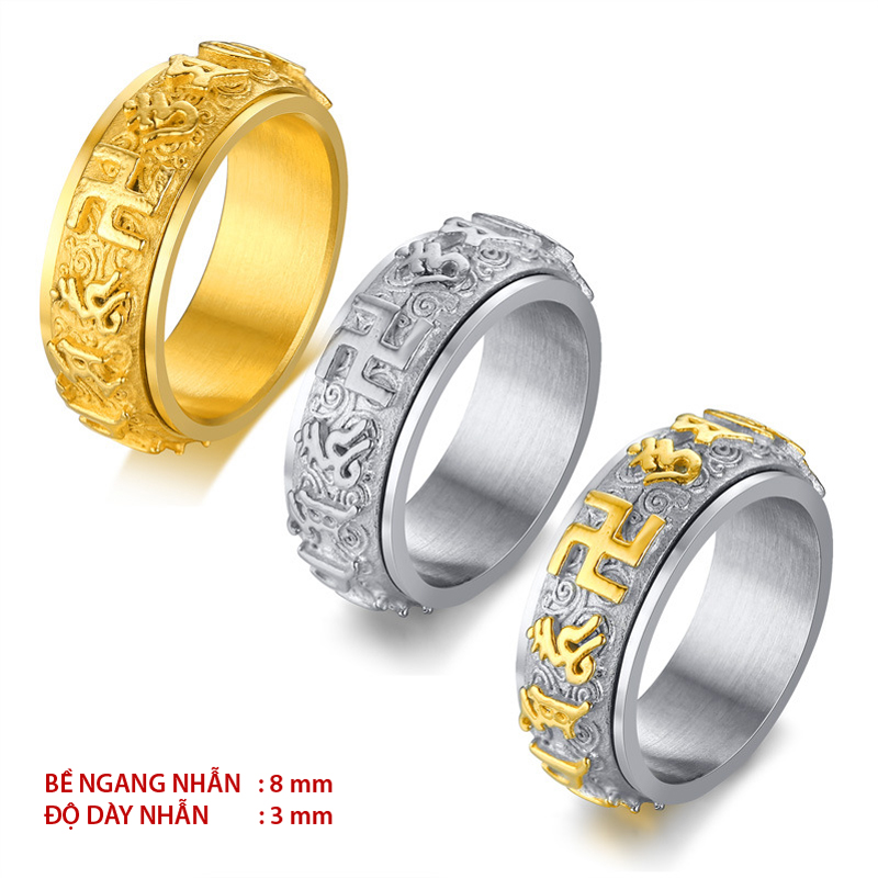 Nhẫn nam khắc Chú Om xoay NCX3