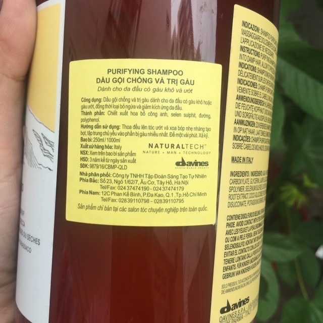 Dầu gội  ngăn gàu Davines Purifying Shampoo 1000ml