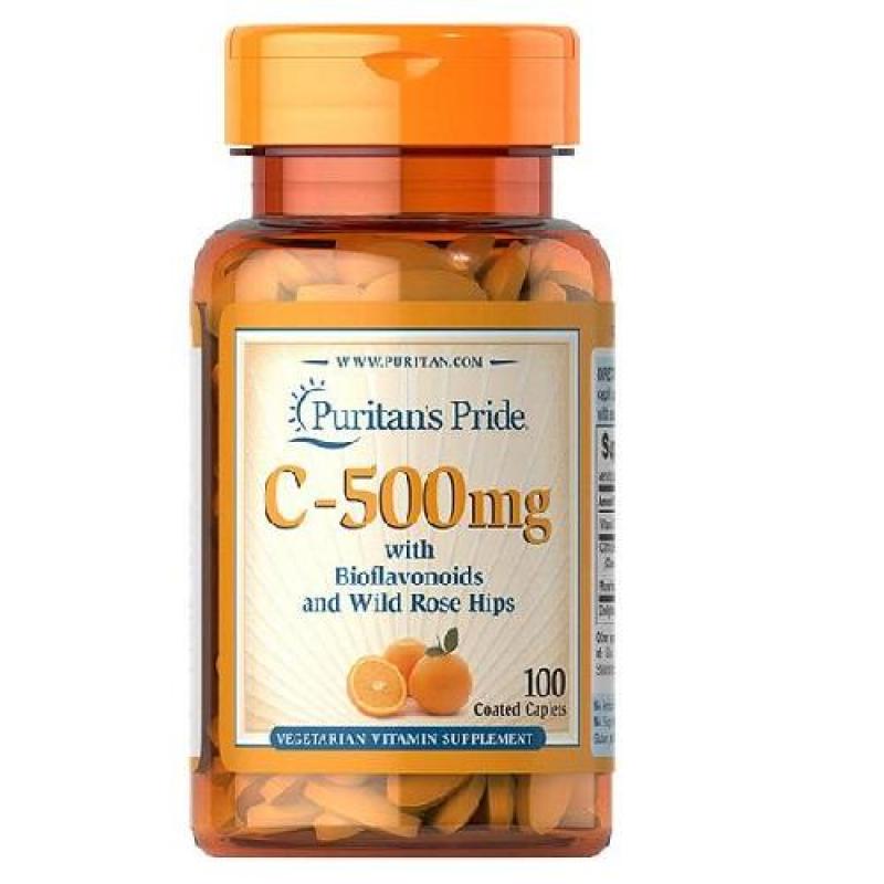 Viên uống tăng cường miễn dịch, giúp chống nhiễm virus và cúm (hsd 30/8/2022)- Puritans Pride - Vitamin C 500mg 100 viên, nhập khẩu