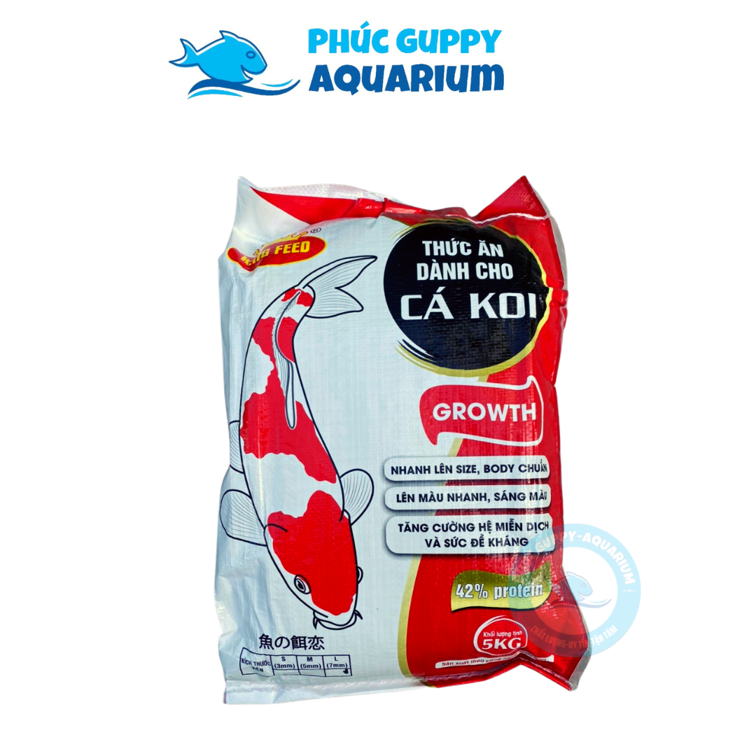 Cám kingfeed growth nguyên bao 5kg | thức ăn tăng trưởng cho cá koi với 42% đạm