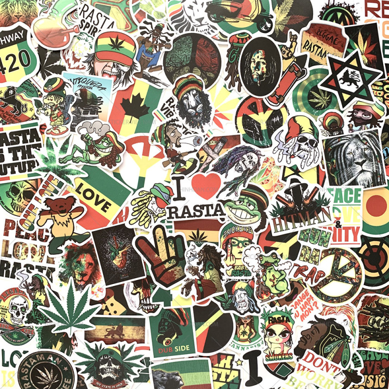 [ Rasta Stickers ] Bộ Hình Dán Chủ Đề Rastafari Movement Ngầu Chất Liệu PVC Chống Nước Trang Trí Đàn Guitar, Laptop, Nón Bảo Hiểm - Sticker Việt Nam