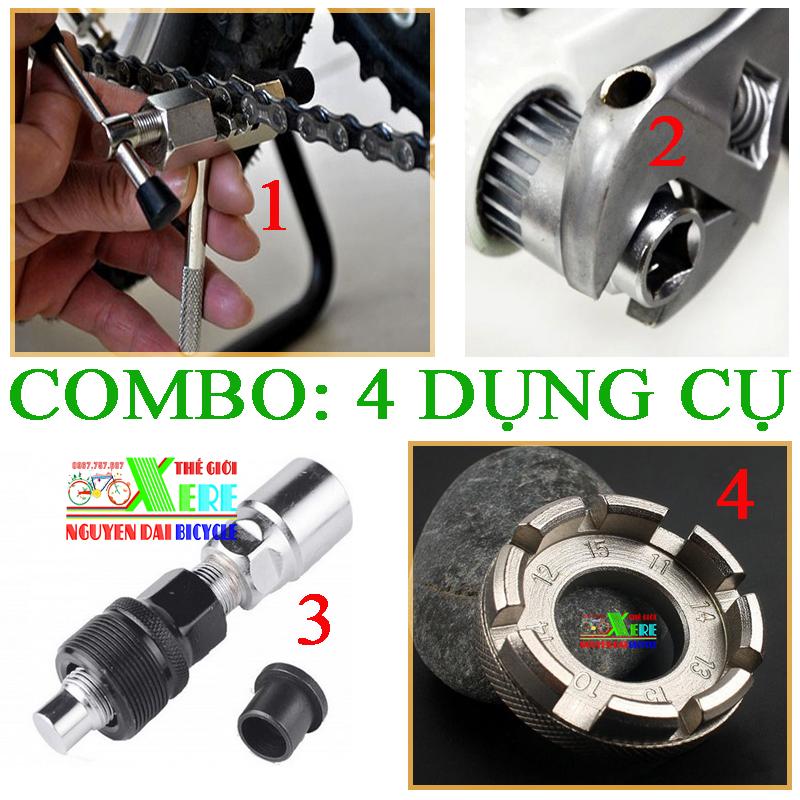 Bộ dụng cụ bốn món-Cảo sên-Cảo Giò dĩa-Cảo cốt giữa-Chén rút căm xe đạp