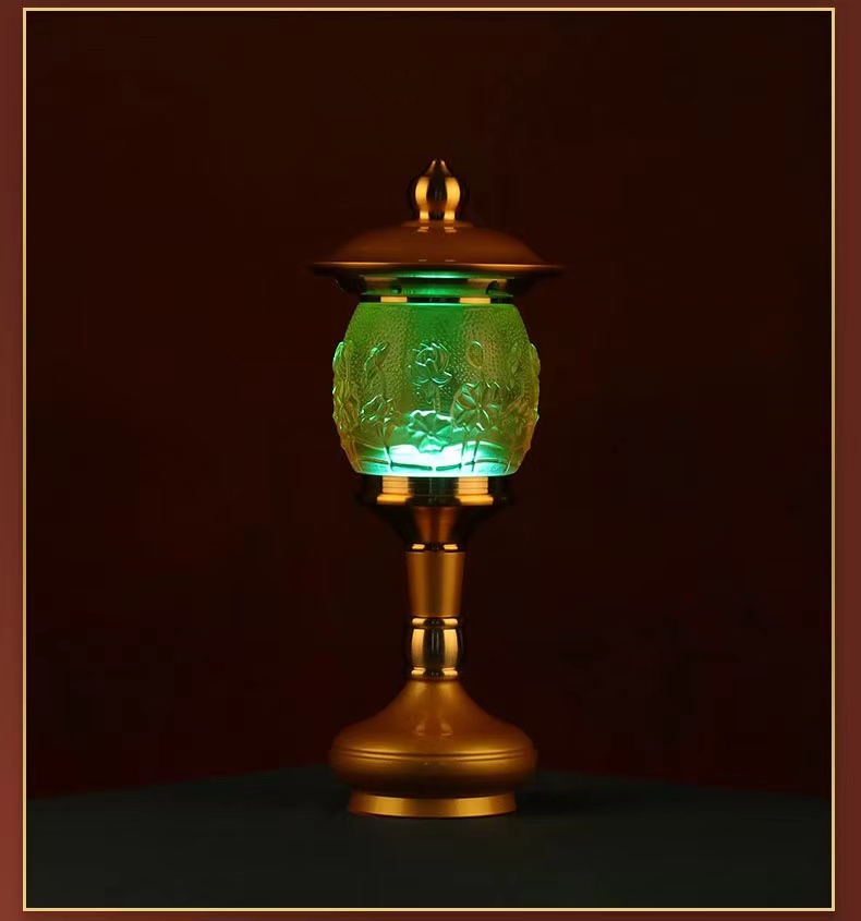 CẶP 2 CÂY ĐÈN LED HOA SEN LƯU LY THỜ CÚNG TRANG TRÍ