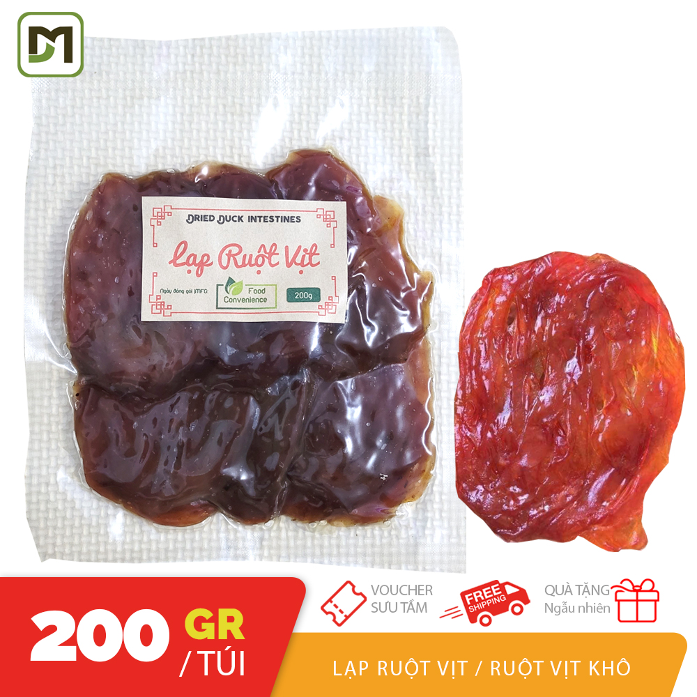 Túi 200gr lạp ruột vịt khô ép chân không dùng để nướng chiên xào