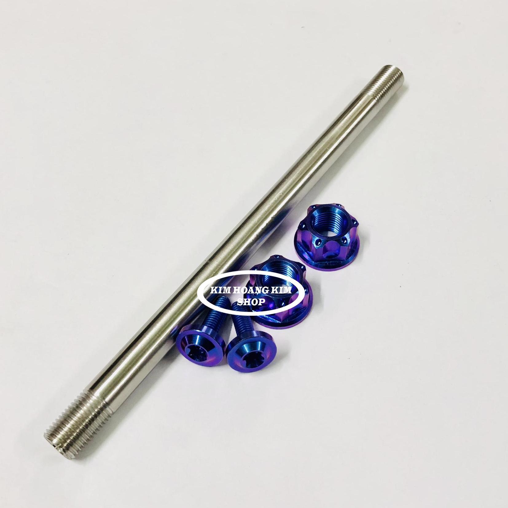 Cốt trước INOX 304 Full ốc Titan GR5 Gắn VARIO (màu Xanh Tím)