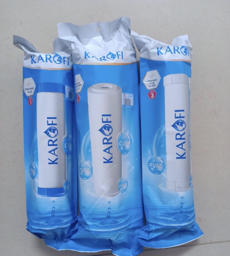 Combo bộ lõi lọc 123 karofi dùng được tất cả máy lọc nước ly lọc 10inch
