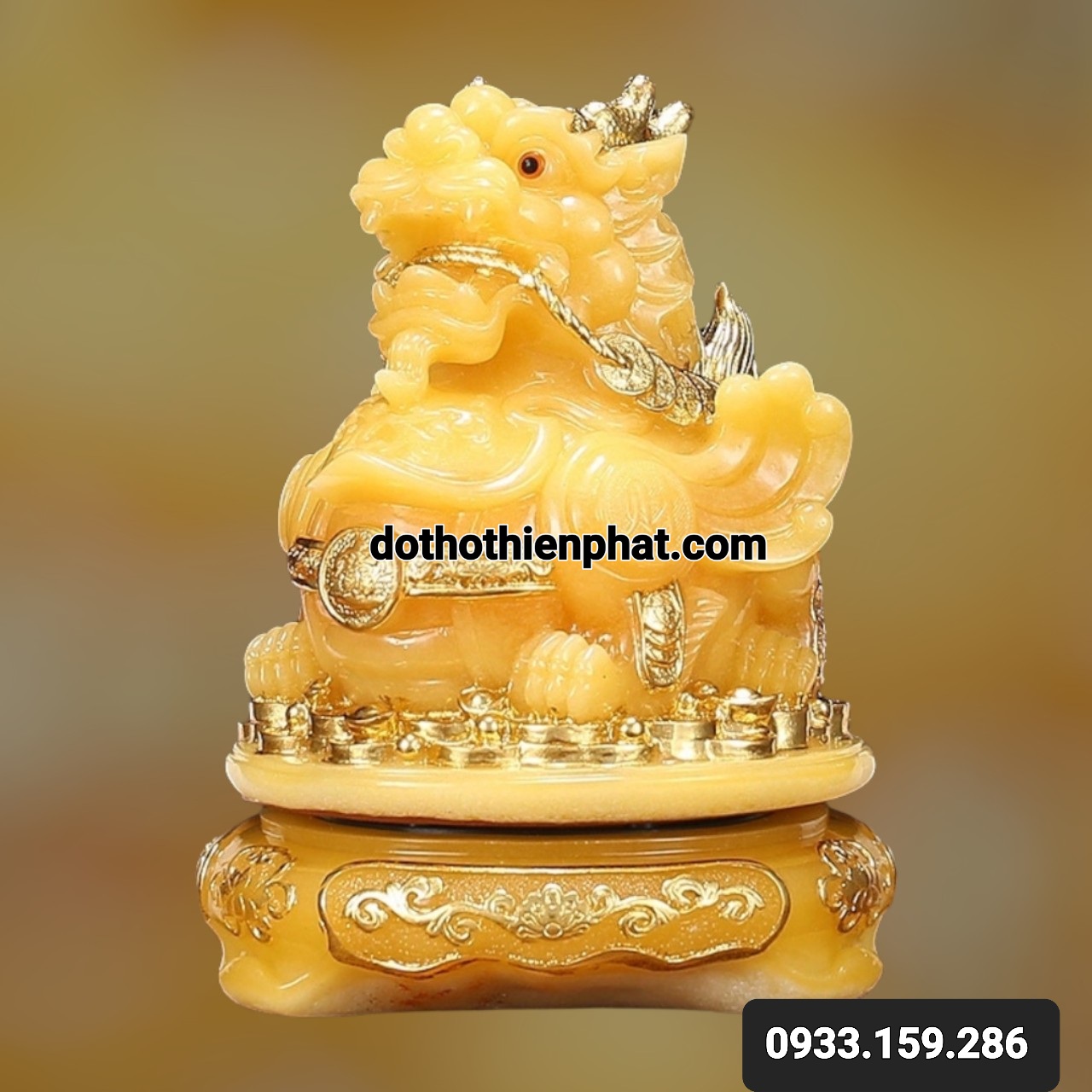 Phong Thủy Tỳ Hưu Đá màu vàng loại 1