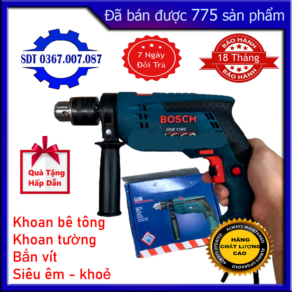 Máy Khoan Cầm Tay, Máy Bắt Vít, Khoan Bắn Vít GBS BOSSCH  Đầu 13 Ly , Công Suất 910W, Có Đảo Chiều - Điều Tốc, Hàng Chính Hãng, Lõi Đồng 100% - Bảo Hành 12 Tháng KOKOMI SSA