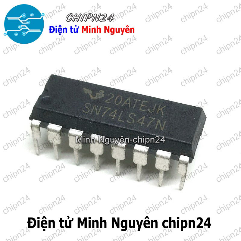[1 con] (DIP) IC 7447 74LS47 DIP-16 (IC Giải mã BCD sang led 7 đoạn loại anode chung) - HH003648