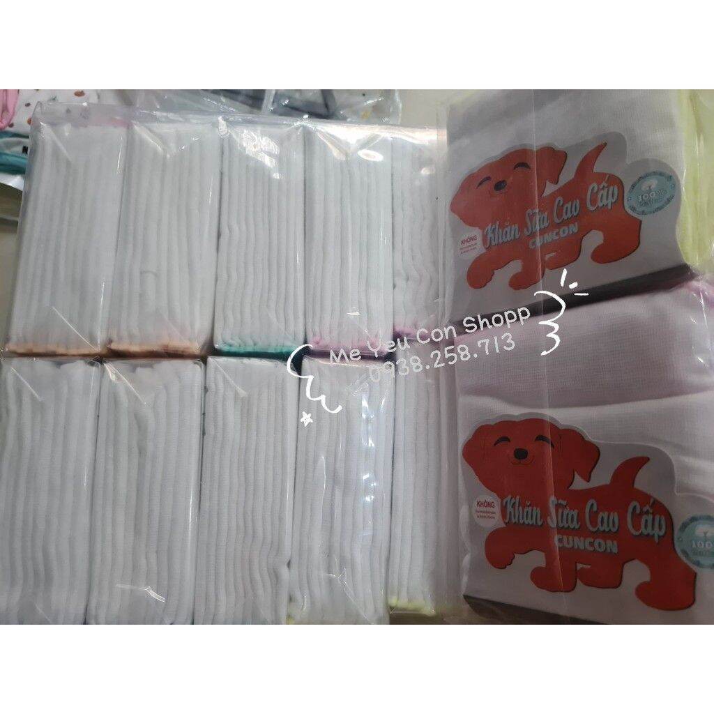 SET 10 KHĂN GẠC SỮA 4 LỚP (25x28cm) - Hiệu Cún Con