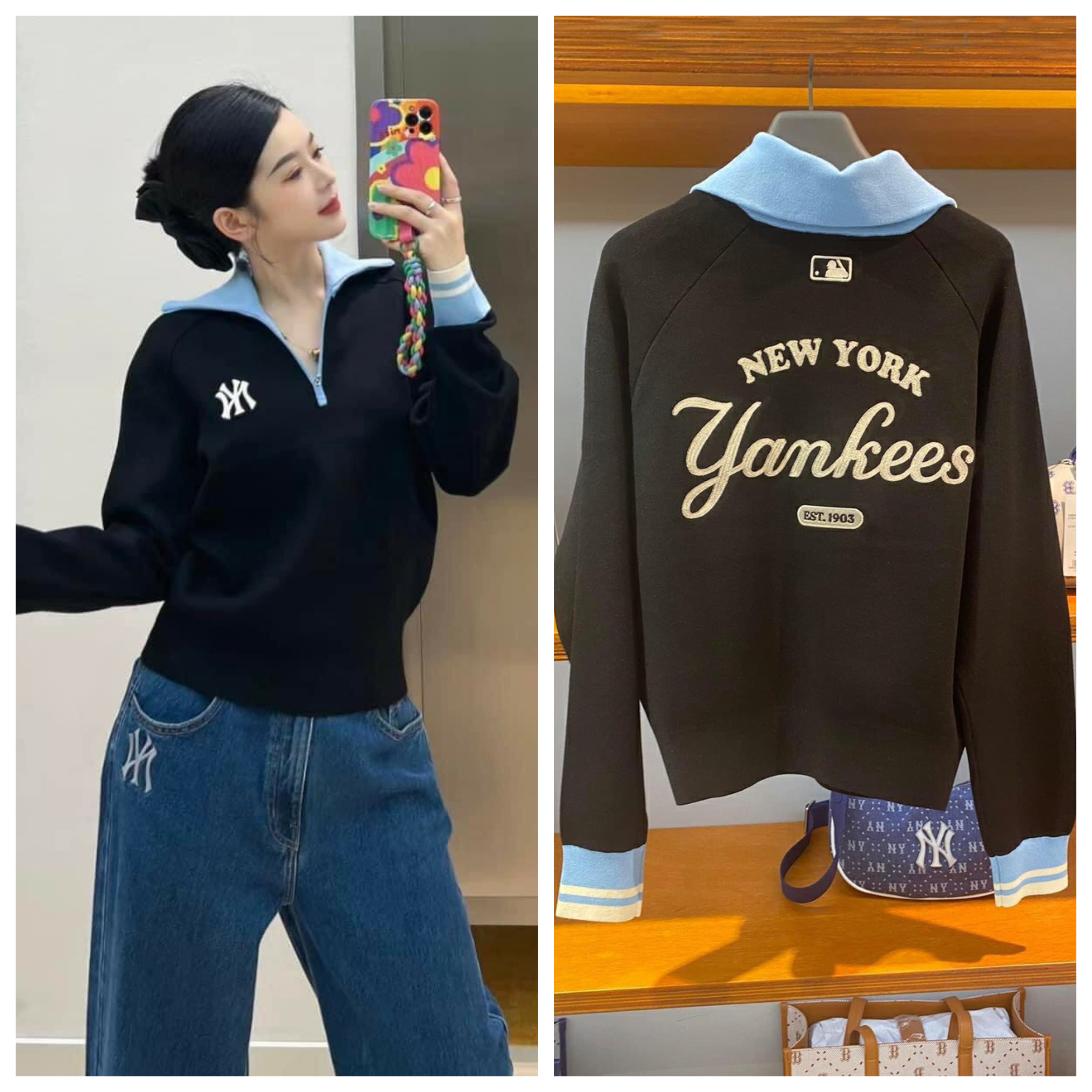 Áo nỉ tay dài Sweatshirt MLB Mega nam nữ cao cấp