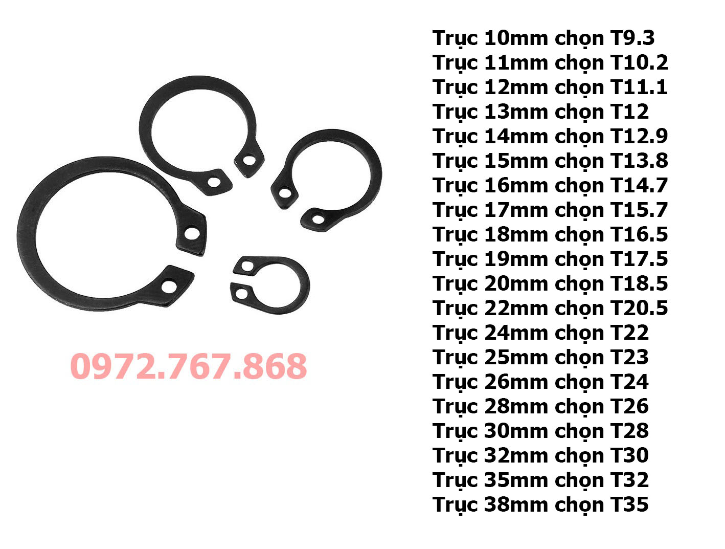 [50 cái] Phe chặn trục (vui lòng đọc mô tả để chọn đúng kích cỡ phe chặn)
