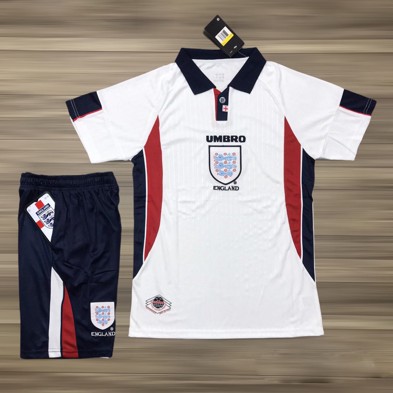 Áo Quần bóng Đá, Áo Đá Banh Đội Tuyển Anh -WC 98- Chất Polyeste - Vải Thái Lan-Chuẩn Thi Đấu Quốc Tế