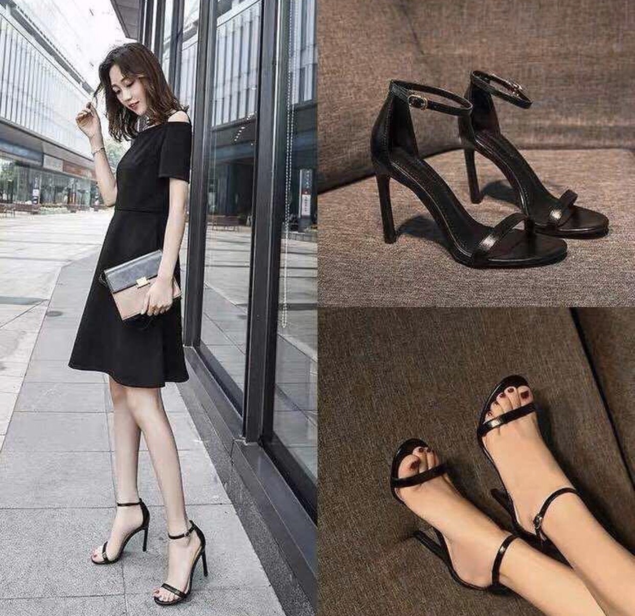 S75-Sandal nữ quai mảnh đế 7cm thời trang dáng basic