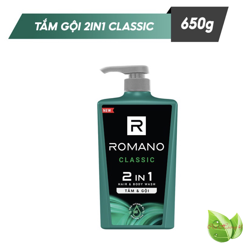 Tắm Gội 2in1 Romano Classic Cao cấp 650g/chai