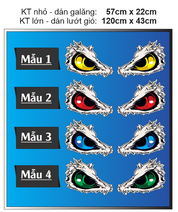 COMBO 2 MIẾNG DECAL ĐÔI MẮT RỒNG TRANG TRÍ XE TẢI 2023