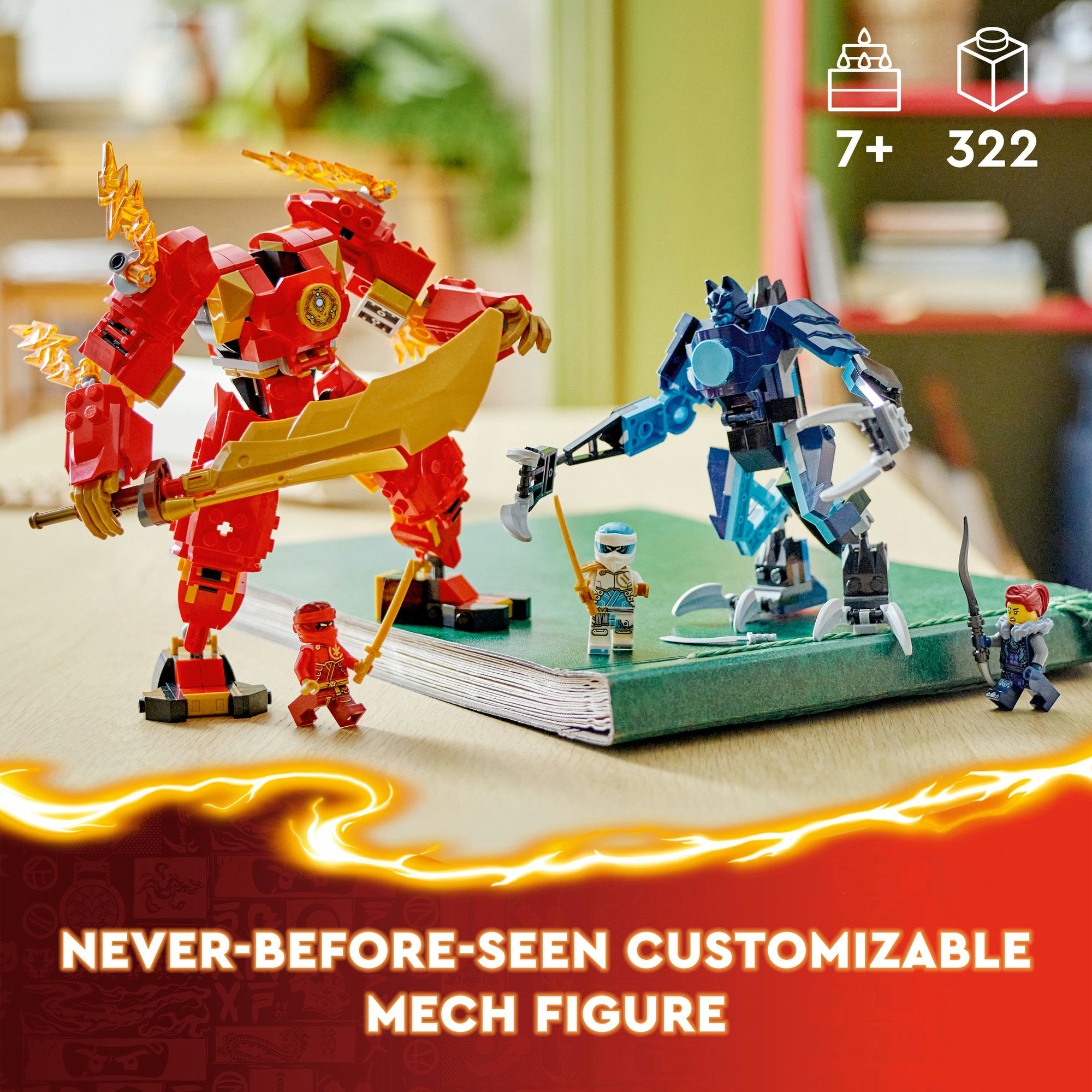 LEGO NINJAGO 71808 Đồ chơi lắp ráp Chiến giáp lửa của Kai (322 chi tiết)