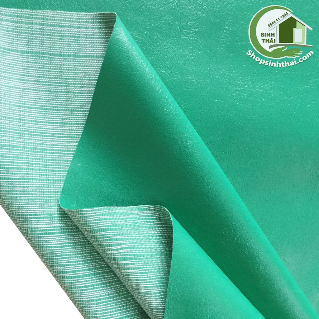 [HCM]Vải da simili PVC màu xanh lá có vân [1 mét x khổ 14m] - vải giả da may túi làm dép bọc ghế sofa
