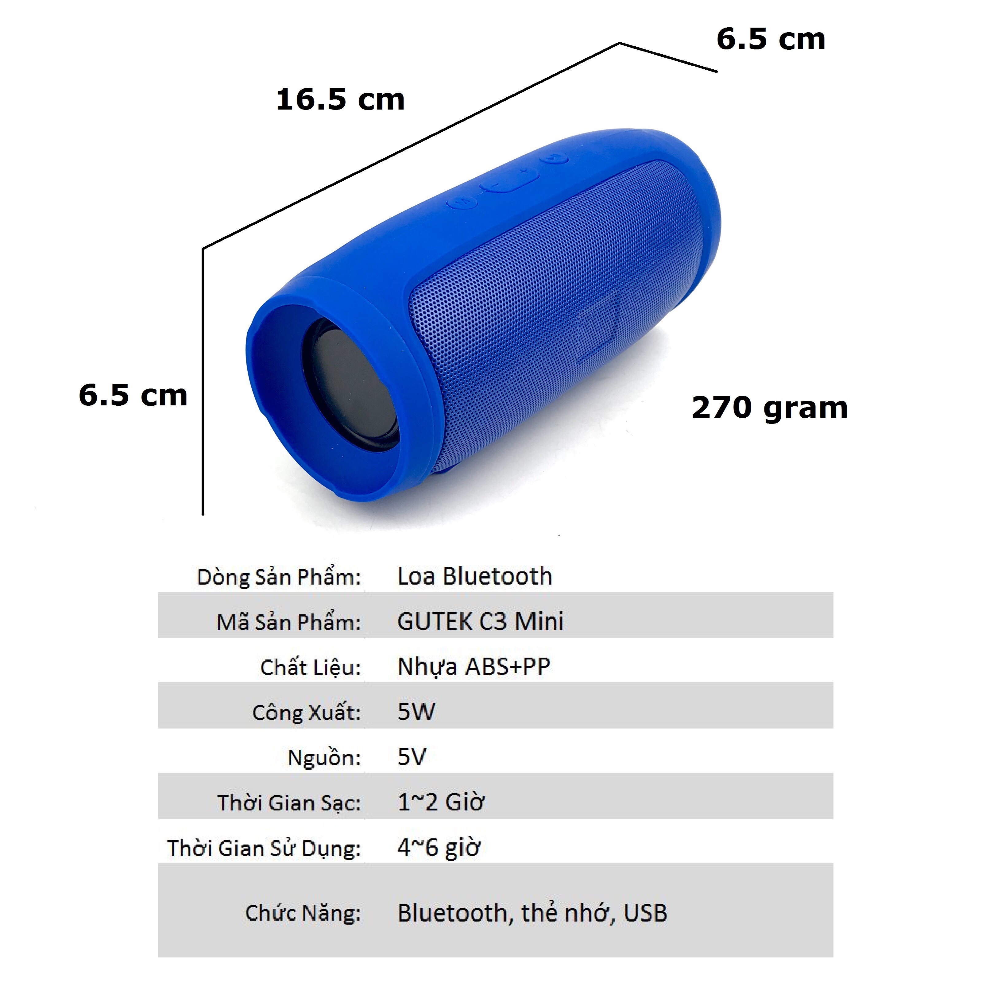 Loa Bluetooth Không Dây AUDIO MALL Charge 3 Mini Vỏ Nhôm Nghe Nhạc Hay, Âm Thanh Chất Lượng, Hỗ Trợ Cắm Thẻ Nhớ Tf, Usb - Hàng Chính Hãng