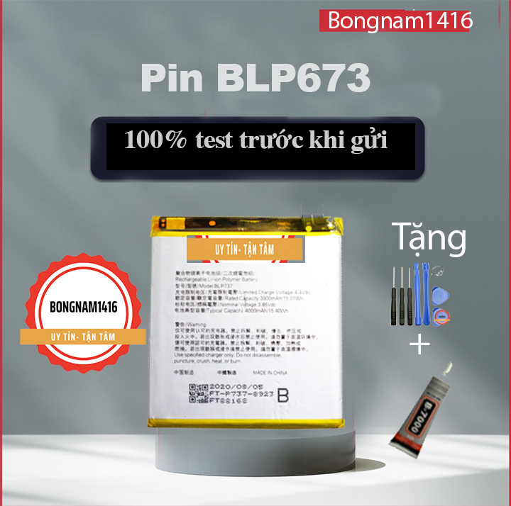 Pin oppo blp673 / a3s / a5 / a5s / a7 / a31-2020 realme c1 aa tặng bộ sửa và keo dán b7000.
