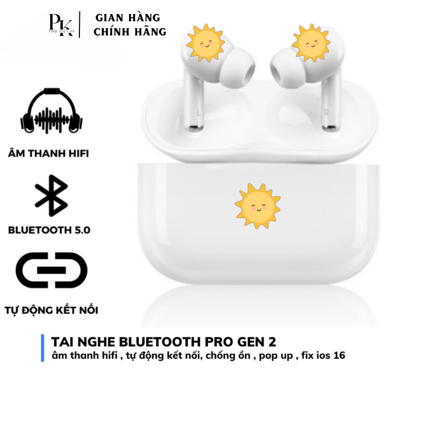 Tai nghe Bluetooth, tai nghe không dây hổ vằn Air Pro 2, tai nghe nhét tai công nghệ chống ồn, định vị, pin trâu, kết nối tự động-BH 12 tháng