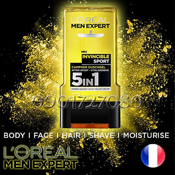 Sữa tắm Loreal Invincible Sport (5in1) - Pháp