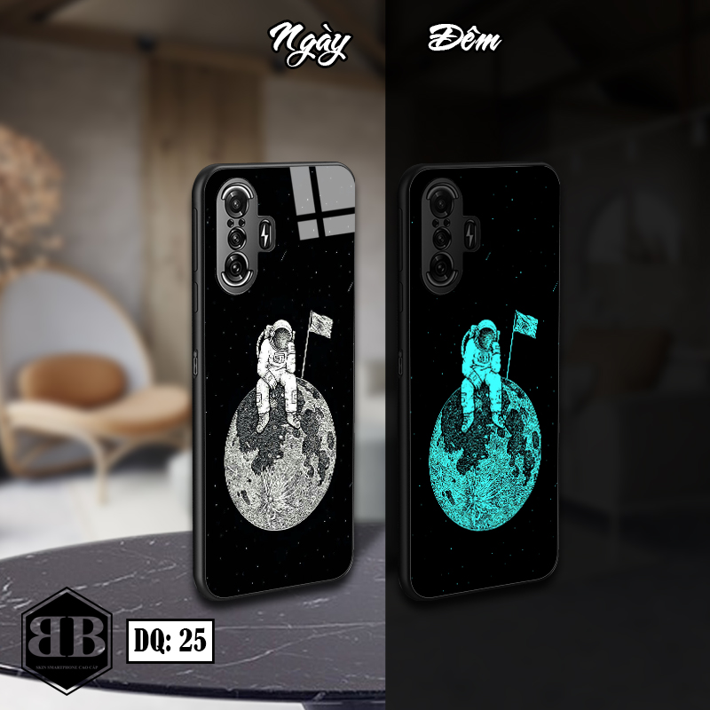 Ốp lưng kính Dạ Quang Xiaomi Redmi K40 Gaming phát sáng trong đêm vũ trụ