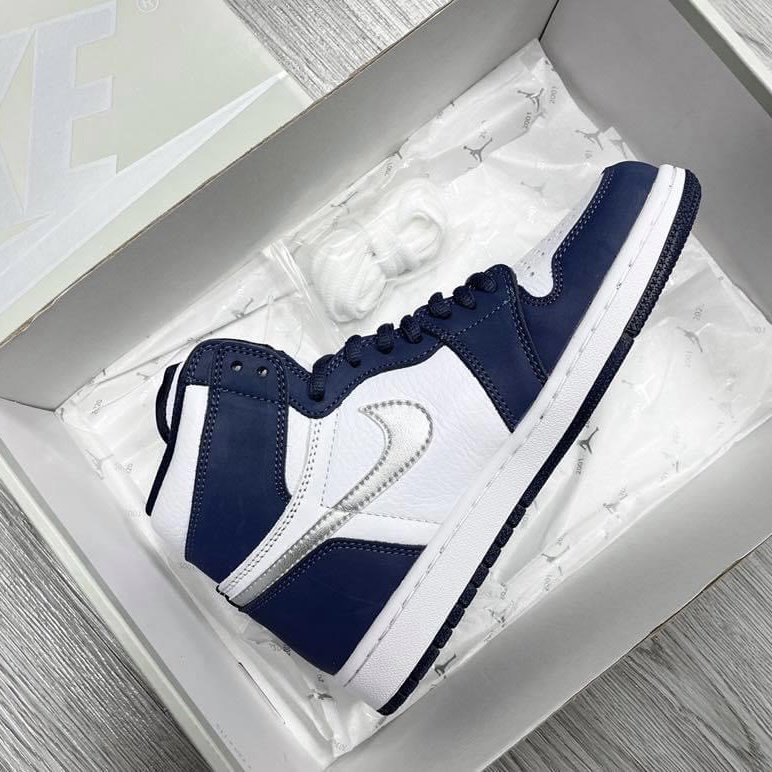 Giày Jordan cổ cao màu xanh navy  - Giày thể thao sneaker Jordan cao cổ JD1 high xanh than hàng 11 cao cấp Full Box