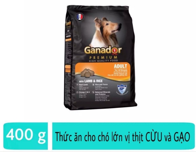 Thức ăn hạt chó trưởng thành GANADOR 400g (thịt cừu và gạo - Rice and Lamb)