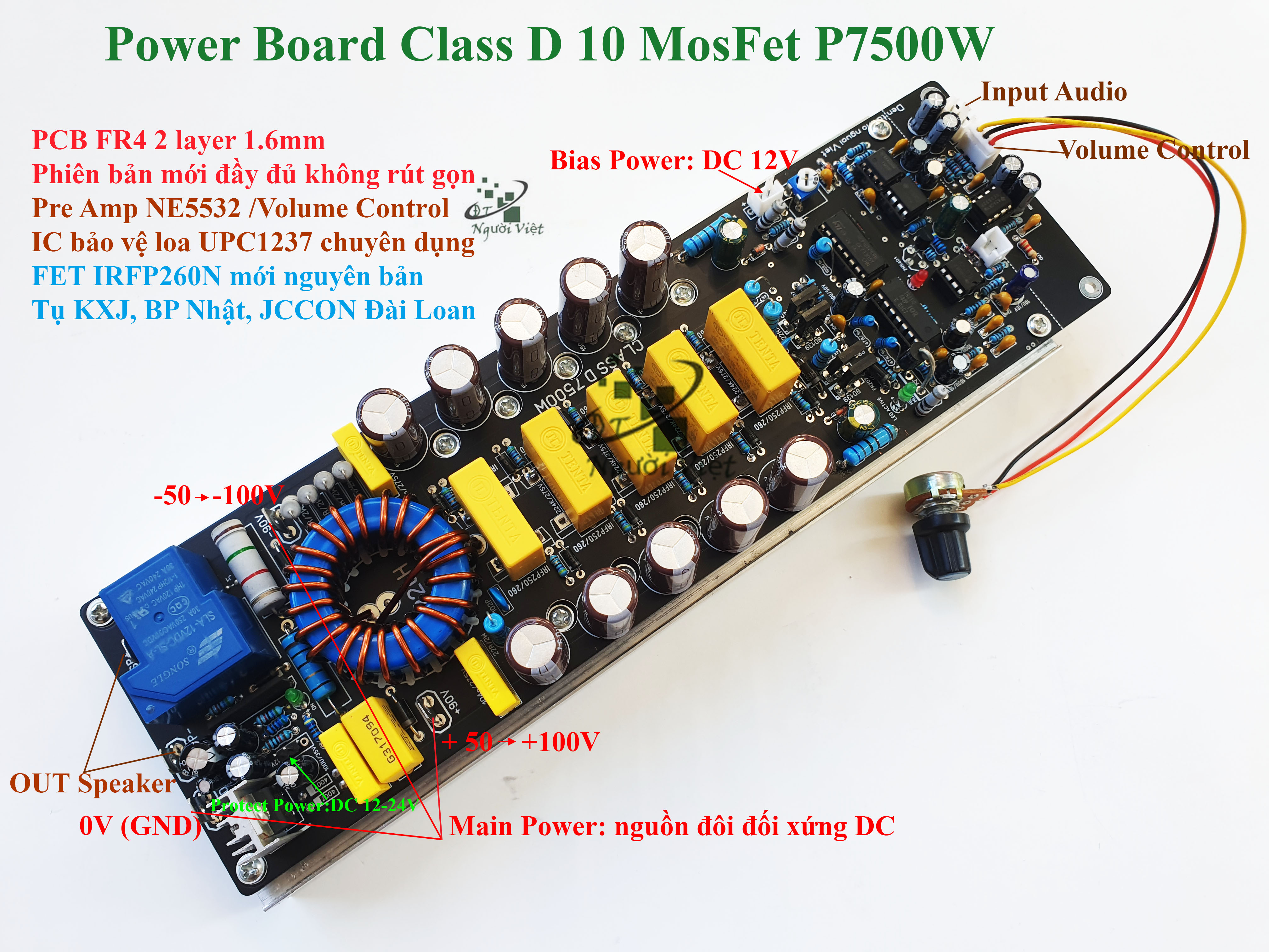 Class D Power Pcb Board 10 Mosfet Pa7500W