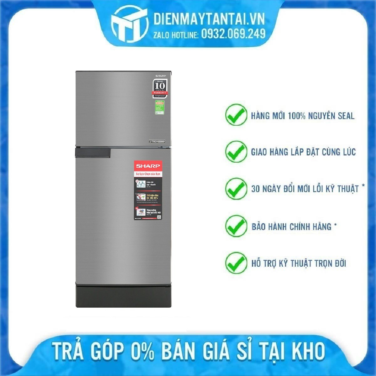 Tủ lạnh Sharp Inverter 150 lít SJ-X176E-SL